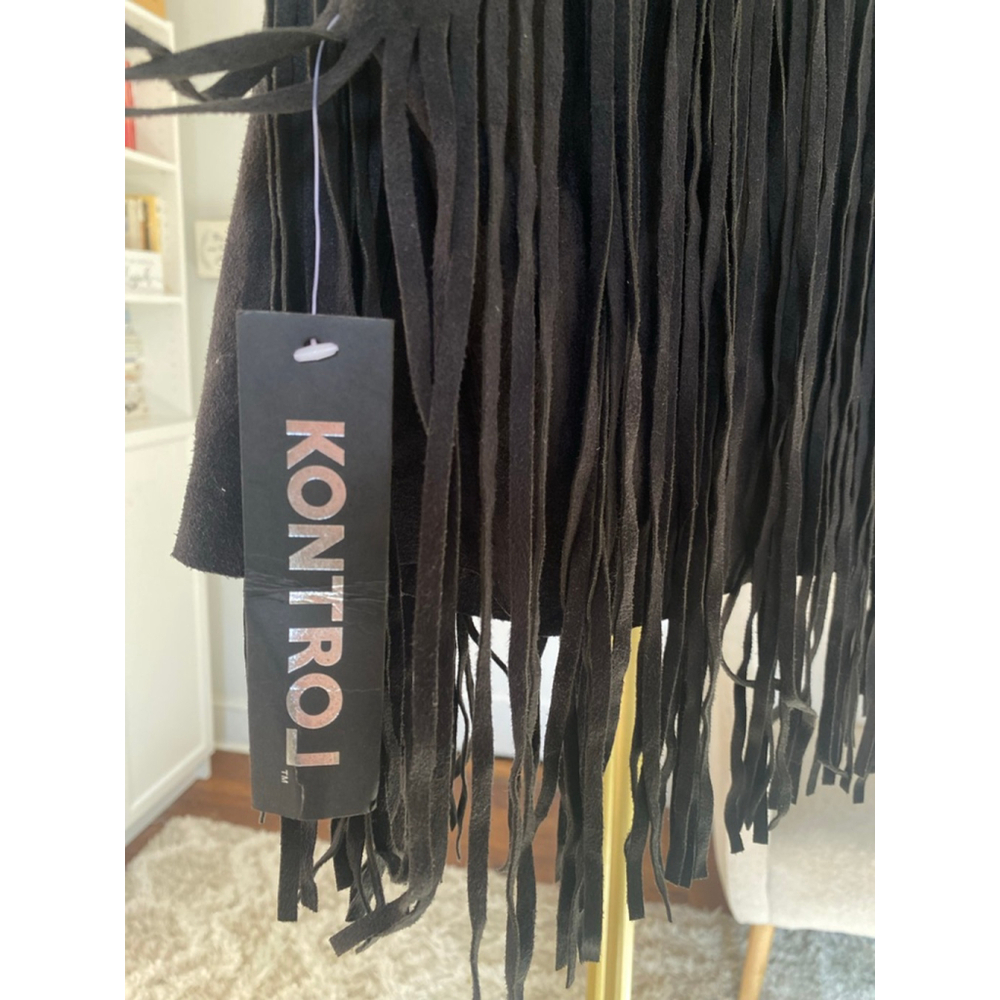 Black Western Fringe Festival Vest Boho Cowgirl Chic Coachella Indie Americana - Picture 6 of 7
